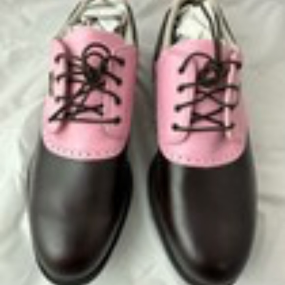 FootJoy MyJoys CUSTOM brown pink Classic Golf Shoes Womens Lace Up Size 9M Spike - Picture 3 of 8